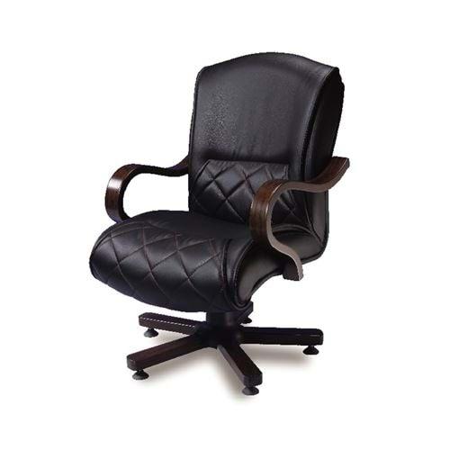 Uzay Ofis Kapitone Ahşap Misafir Koltuğu - Siyah