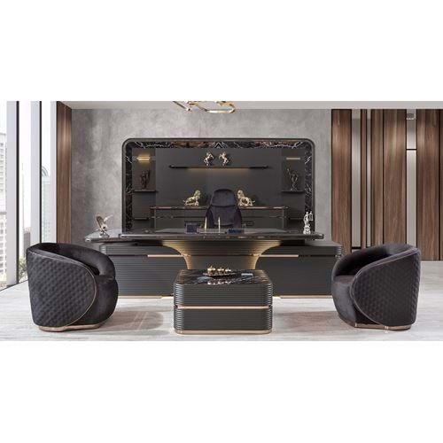 Uzay Ofis Sefir Black Ahşap Makam Takımı