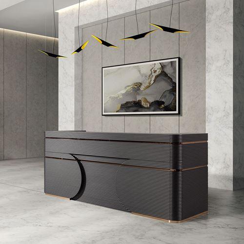 Uzay Ofis Sefir Black Karşılama Bankosu - Ahşap Cilalı