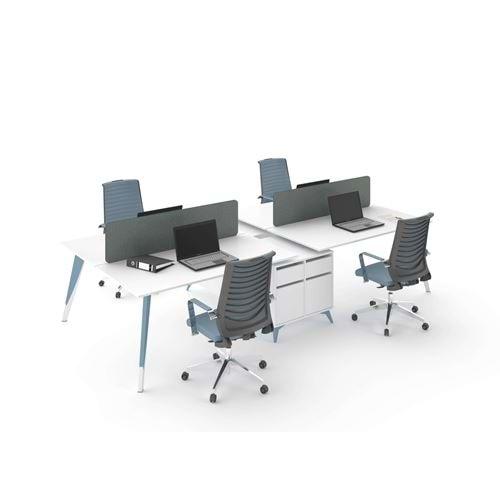 Uzay Ofis Royal İş İstasyonu 4 kişilik - Beyaz - Mavi