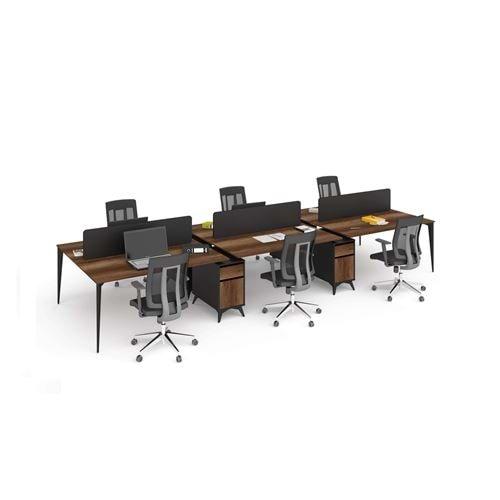 Uzay Ofis Dion Çoklu Çalışma Masası 6 kişilik - Barok-Siyah