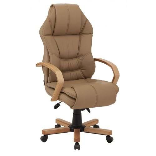 Uzay Ofis Mega Ahşap Müdür Koltuğu - Camel